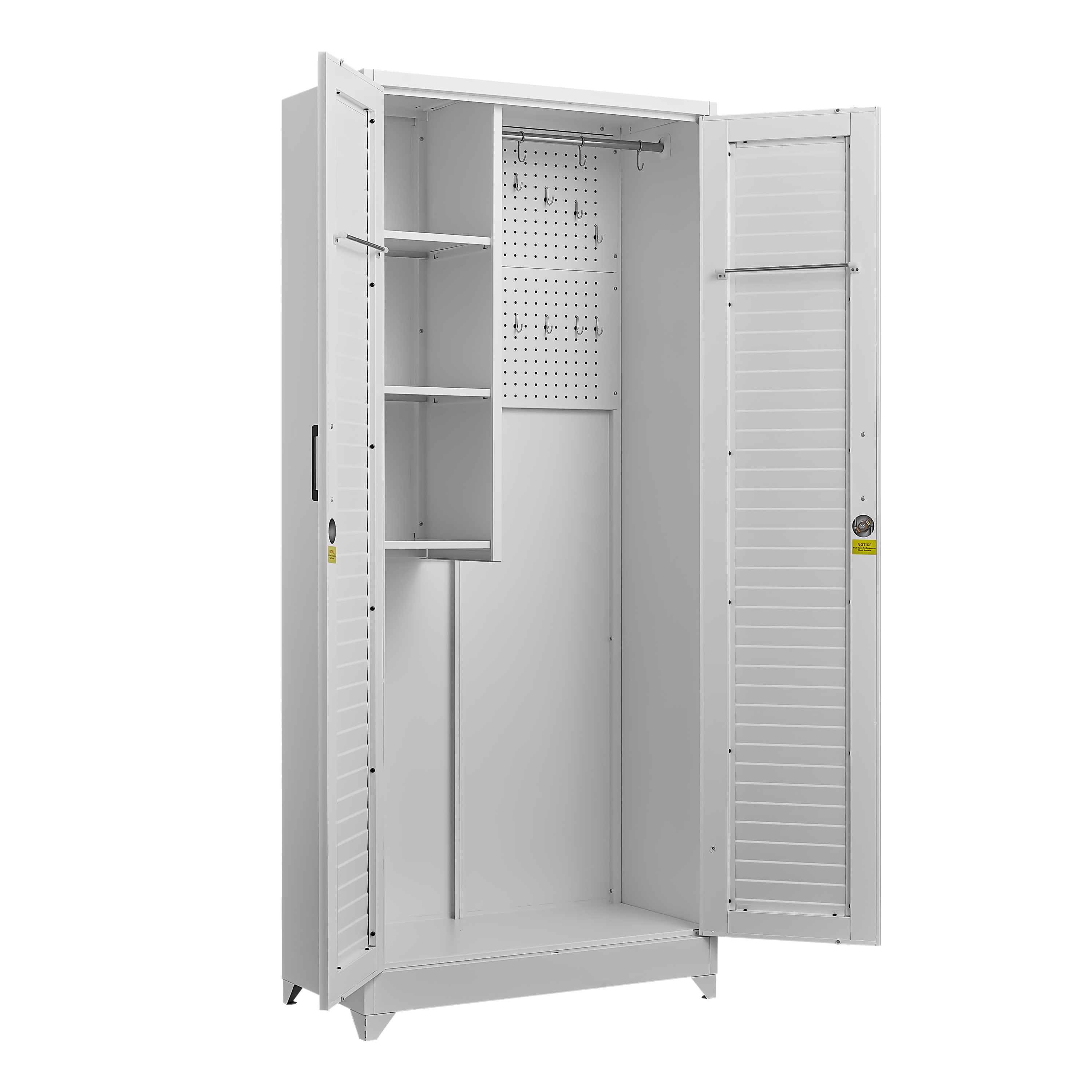 Metal Broom Closet, Garage Storage Cabinet, Tool Chest Bathroom Cabinet with Locking Doors and Wheels, Tall Utility Cabinet w