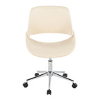 Contemporary Office Chair in Chrome Metal and Cream Faux Leather - Grand Goldman