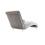 Velvet Chaise Lounge Indoor, Button-Tufted Upholstered Chair with Pillow, Beige Velvet, 63.38x28.94x34.05 inches - Grand Goldman Shop