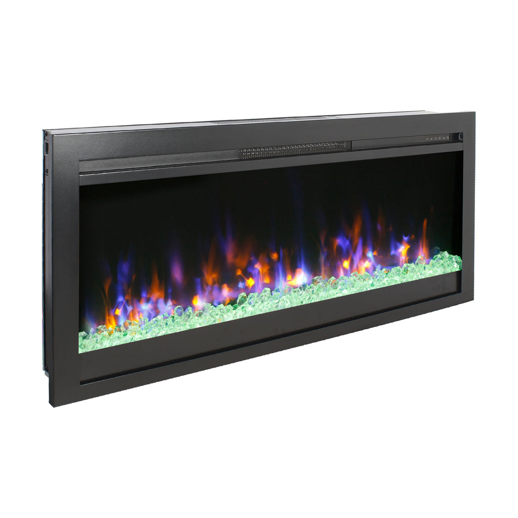 44 inch in wall recessed  electric fireplace with remote and multi color flame & emberbed, LED light heater - Grand Goldman Shop