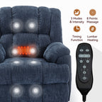 Dual Motor Heat Massage Infinite Position Up to 350 LBS Electric Power Lift Recliners with Power-Remote, Medium-firm and Heavy Duty, Blue - Grand Goldman Shop