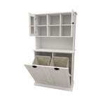 Two-Compartment Tilt-Out Dirty Laundry Basket Tall Bathroom Cabinet with 2 Adjustable Shelves-White - Grand Goldman Shop