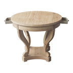 Farmhouse Style Round Dining Table with Curved Legs in Natural Wood Grain, Small Size, Distressed Finish - Grand Goldman Shop