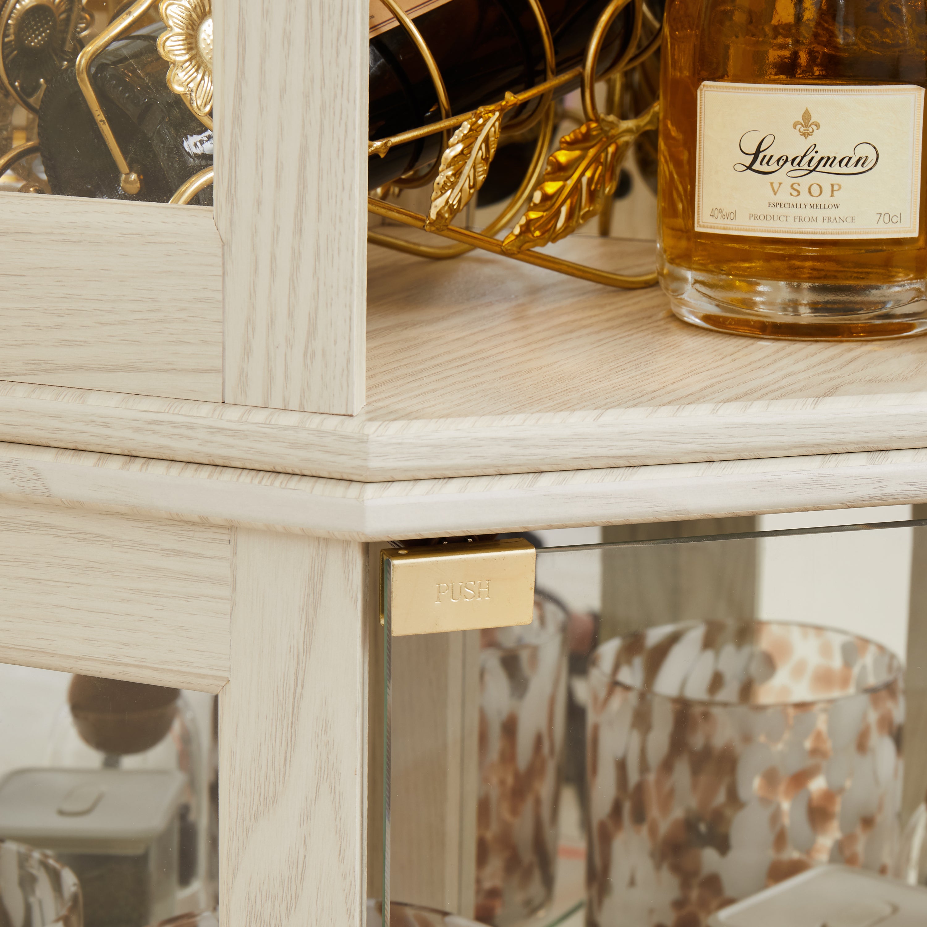 Corner Glass Cabinet Lighted Curio Cabinet Corner Display Case for Living Room, Curio Cabinet, Antique collection, Wine,Bar Glass Storage Light Included, Antique White - Grand Goldman Shop