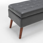Storage Bench with Storage Bench for Bedroom End of Bed Bench Foot of Bed Bench Entryway Bench Storage Ottoman Bench 43.3' W x 17.7' Dark Grey Leather Bench - Grand Goldman Shop