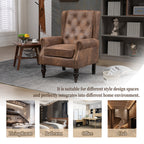 Modern Coffee Wood Frame Armchair with Sturdy Wood Legs and Microsuede Upholstery for Living Room - Grand Goldman Shop
