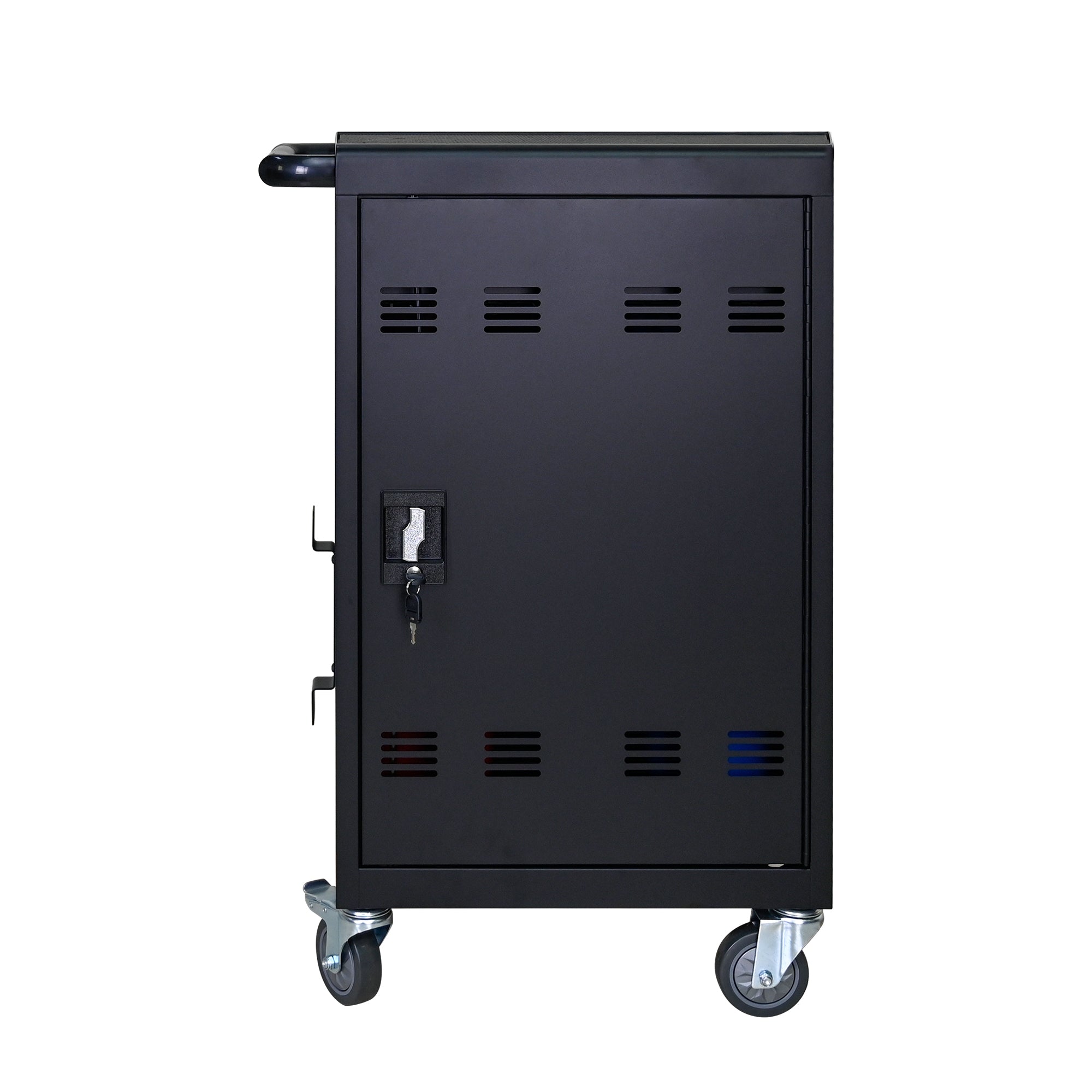 32-Bit-Device Charging Trolley for Tablets and Laptops with Cable Management, Removable Doors, Matte Black Metal - Grand Gold