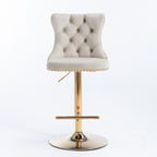 A&A Furniture,Golden Swivel Velvet Barstools Adjusatble Seat Height from 25-33 Inch,Modern Upholstered Bar Stools with Backs Comfortable Tufted for Home Pub and Kitchen Island,Beige,Set of 2 - Grand Goldman Shop