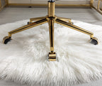 A&A Furniture Office Chair,Artificial rabbit hair Home Office Chair with Golden Metal Base,Adjustable Desk Chair Swivel Offic