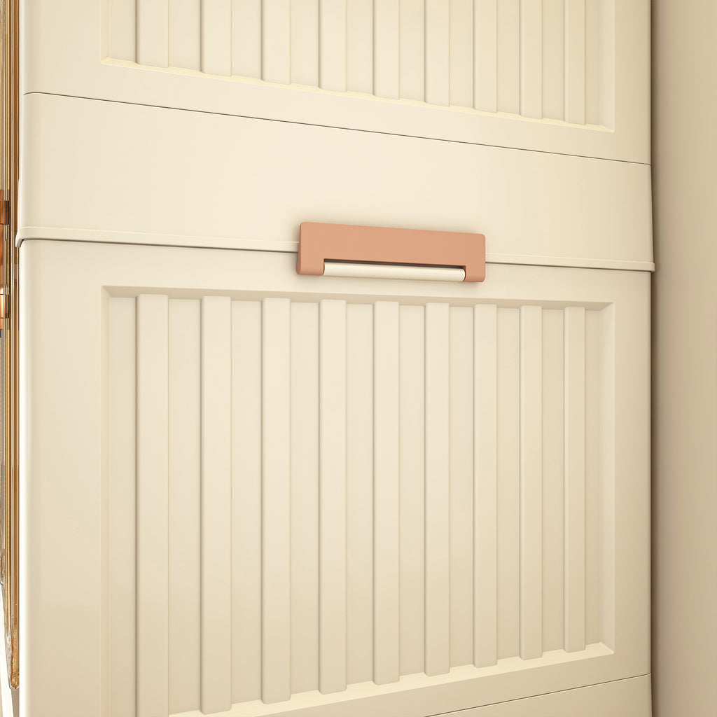 Portable Wardrobe Closet Storage Organizer with 9 Magnetic Doors, Cream White, - Grand Goldman Shop