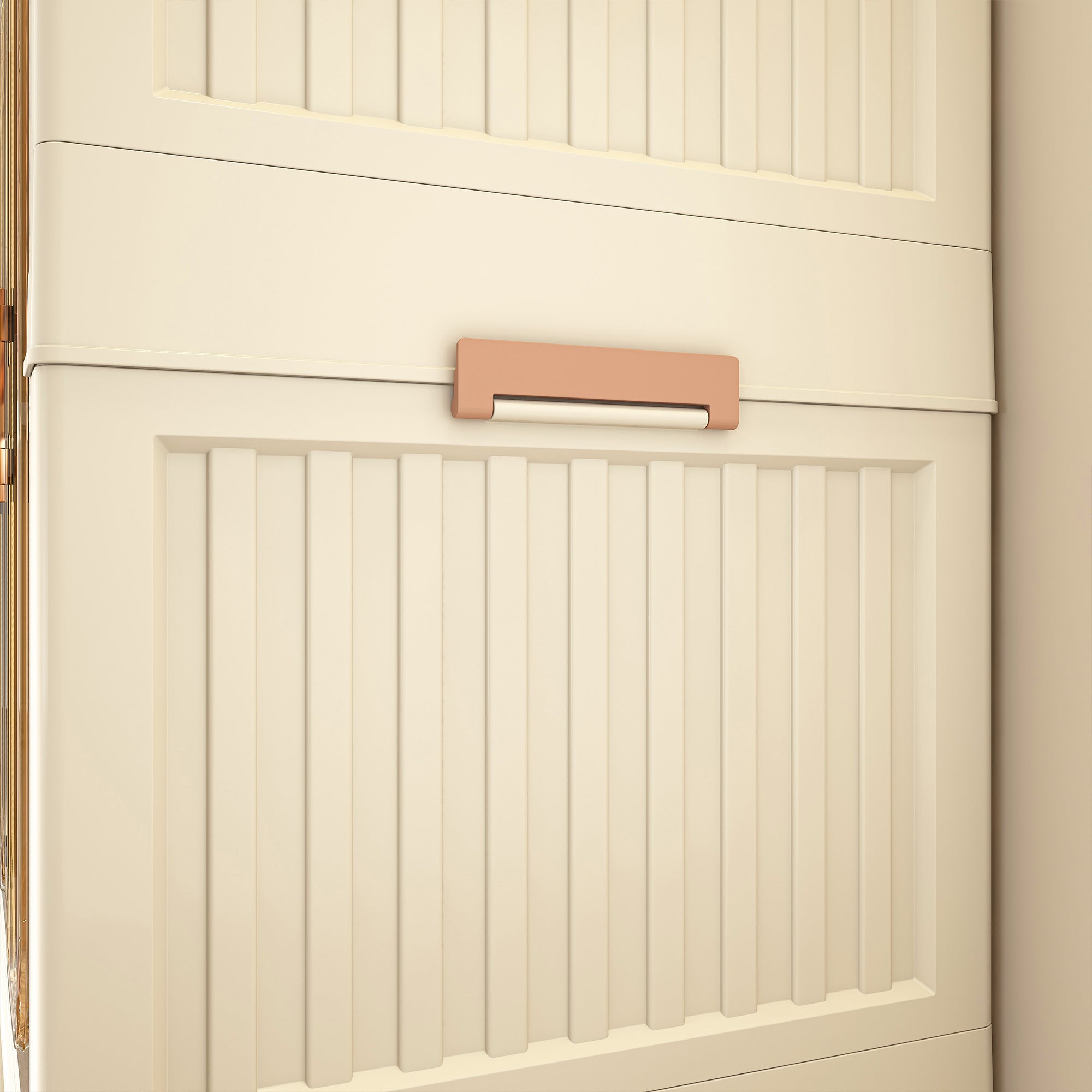 Portable Wardrobe Closet Storage Organizer with 9 Magnetic Doors, Cream White, - Grand Goldman Shop