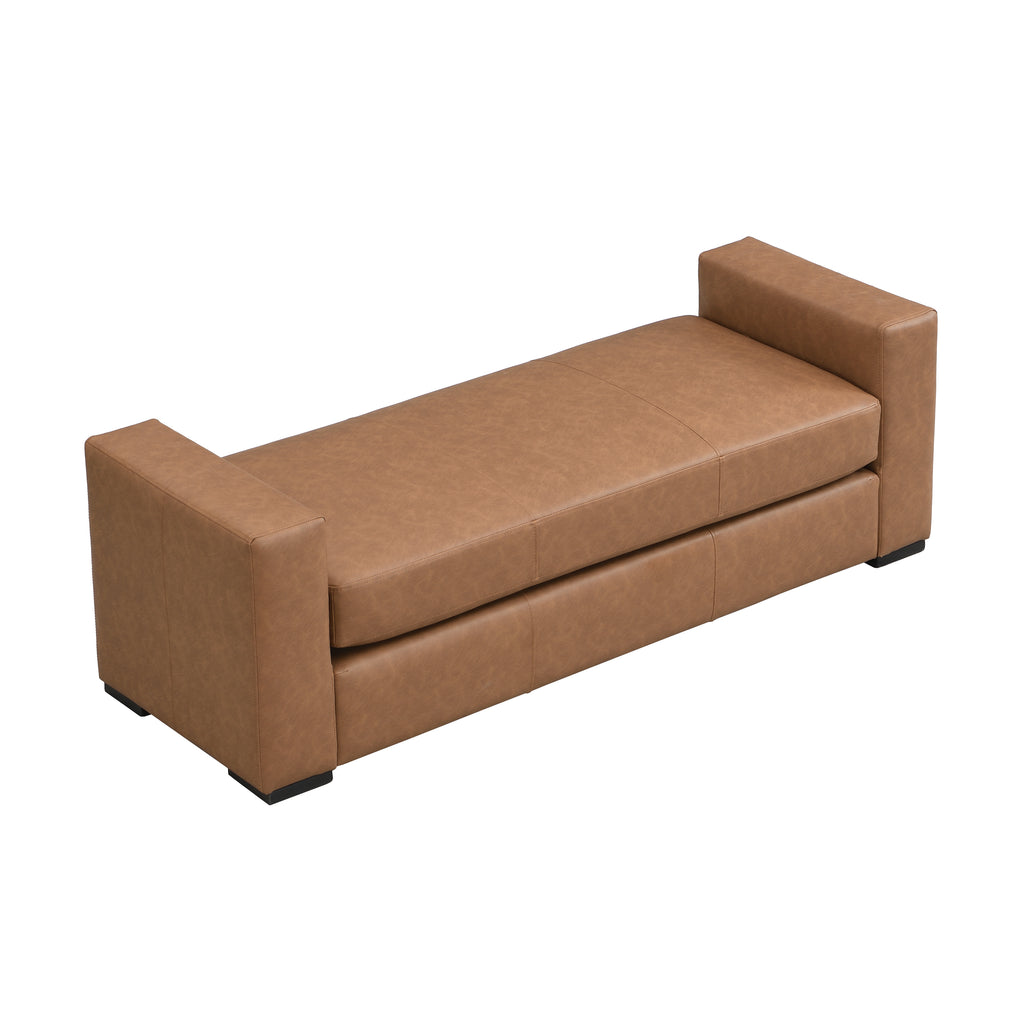 Stylish and Durable Brown Faux Leather Ottoman - Grand Goldman Shop