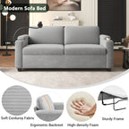 Corduroy Sleeper Sofa Loveseat with Full Size Mattress, USB Ports, Cup Holders, Side Pockets, and Phone Holder, Grey - Grand Goldman Shop
