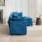 Cloud Sofa two Seats (the cushion on the armrest not included), Modern Sectional Couch, for Apartment, Comfy Double Layer Upholstered Seat Cushion, Breathable Chenille Fabric, Blue,SW504ABL - Grand Goldman Shop