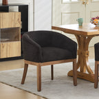 Mid Century Modern Upholstered Barrel Dining Chairs with Arms,Farmhouse Linen Kitchen & Dining Room Chairs with Natural Hardwood Frame, 19' W Accent Chairs,Single Pack,Charcoal Gray,SW1891BK - Grand Goldman Shop