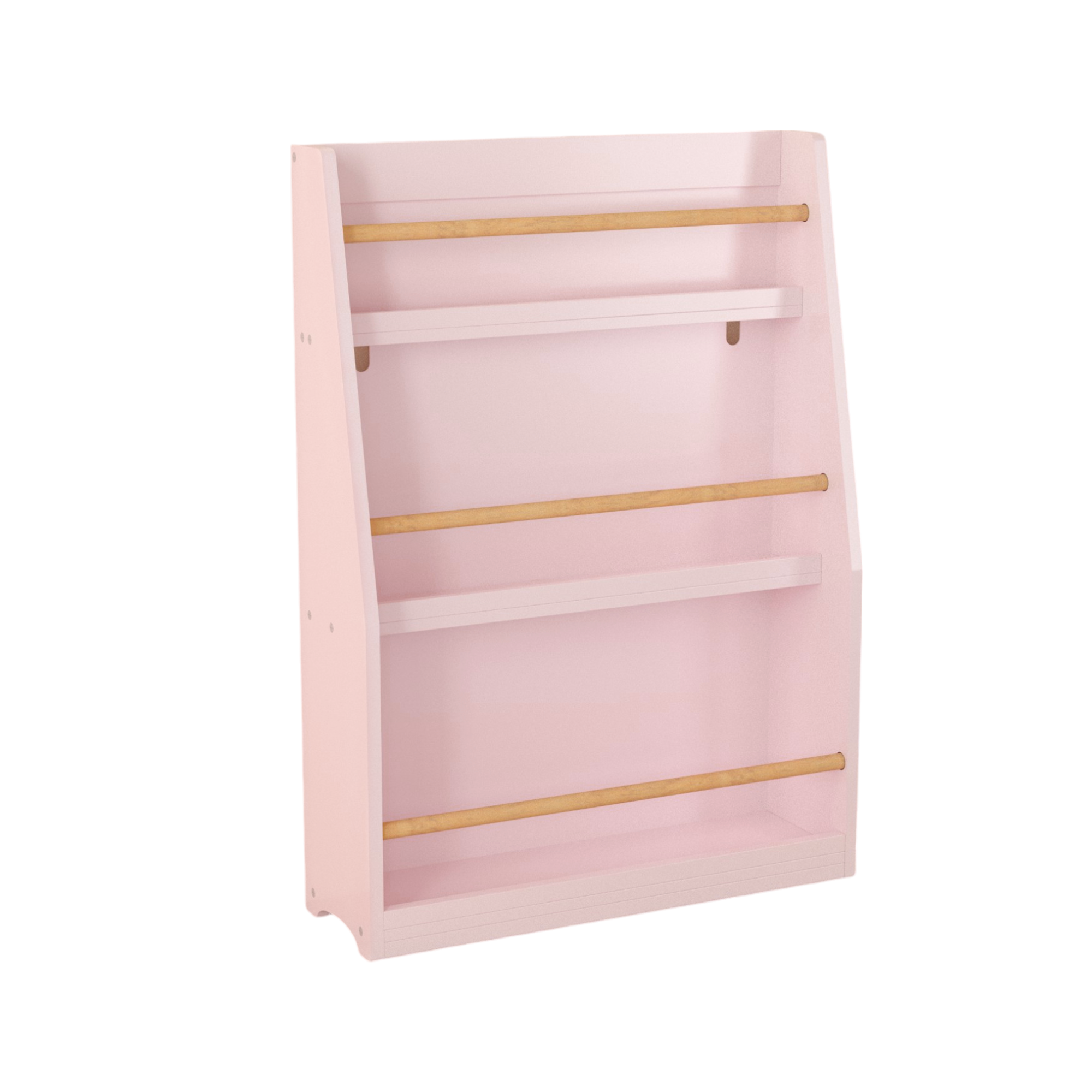 3-Tier Kids Book Shelf, Pink MDF & Pine Wood Storage Rack for Bedrooms, Playrooms, and Classrooms - Grand Goldman