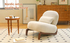 Cute Accent Chair with Solid Wood Legs, Living Room Chair with Soft Fabric Cushion, Cozy Bedroom Chair, Comfy Armless Reading Chair for Apartment, Waiting Room, Balcony (White) - Grand Goldman Shop