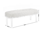 White Faux Fur Bench with Acrylic Legs - Grand Goldman Shop