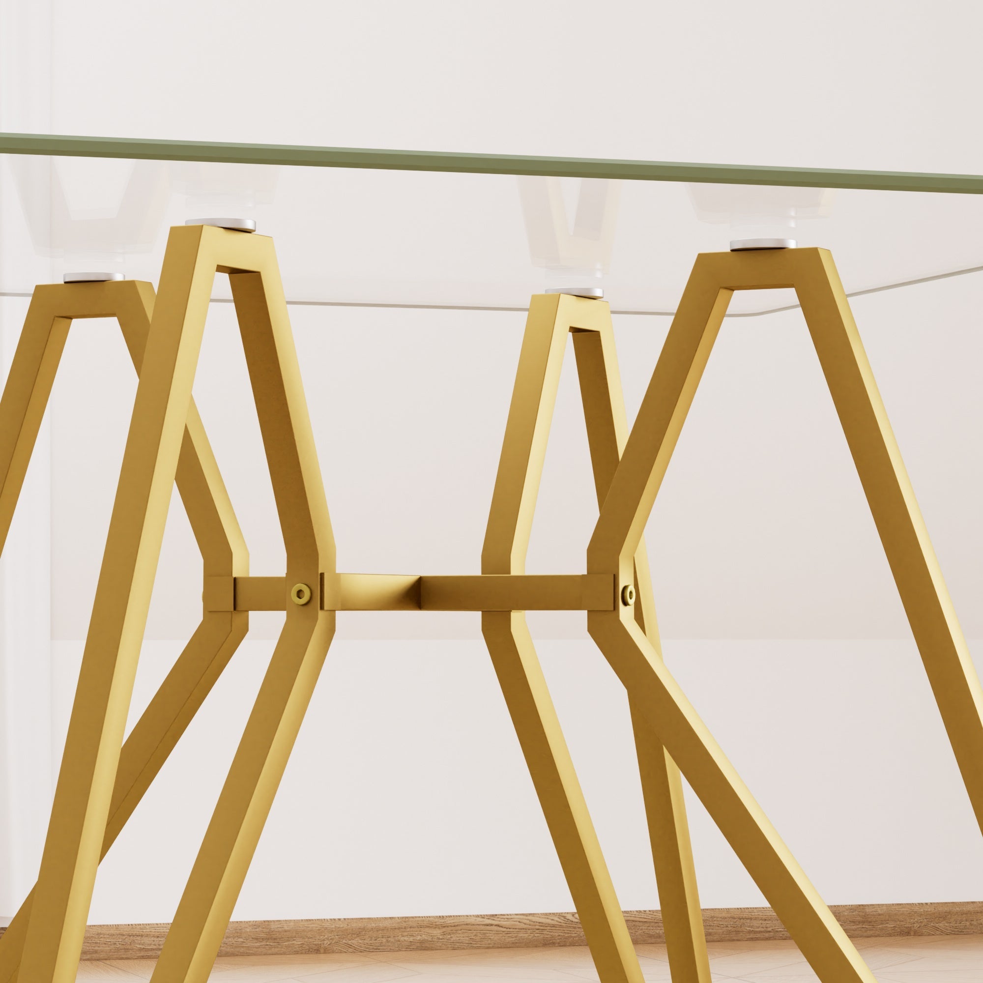 Modern Gold Glass Dining Table with Metal Legs for 2-4 People, 35.4-Inch Square - Grand Goldman Shop