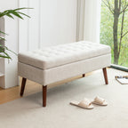 Storage Bench with Storage Bench for Bedroom End of Bed Bench Foot of Bed Bench Entryway Bench Storage Ottoman Bench 43.7' W x 18.1' D Off White Bench - Grand Goldman Shop