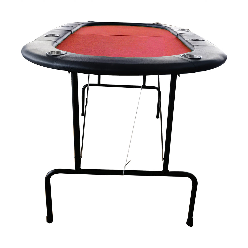 INO Design 73' Foldable Poker Table with Cup Holders #16361 Red - Grand Goldman