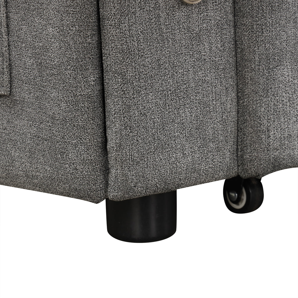 Modern L-shaped Convertible Sofa Bed with Storage, Cup Holders, USB Ports, Gray Chenille, 83.5' - Grand Goldman Shop
