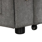 Modern L-shaped Convertible Sofa Bed with Storage, Cup Holders, USB Ports, Gray Chenille, 83.5' - Grand Goldman Shop