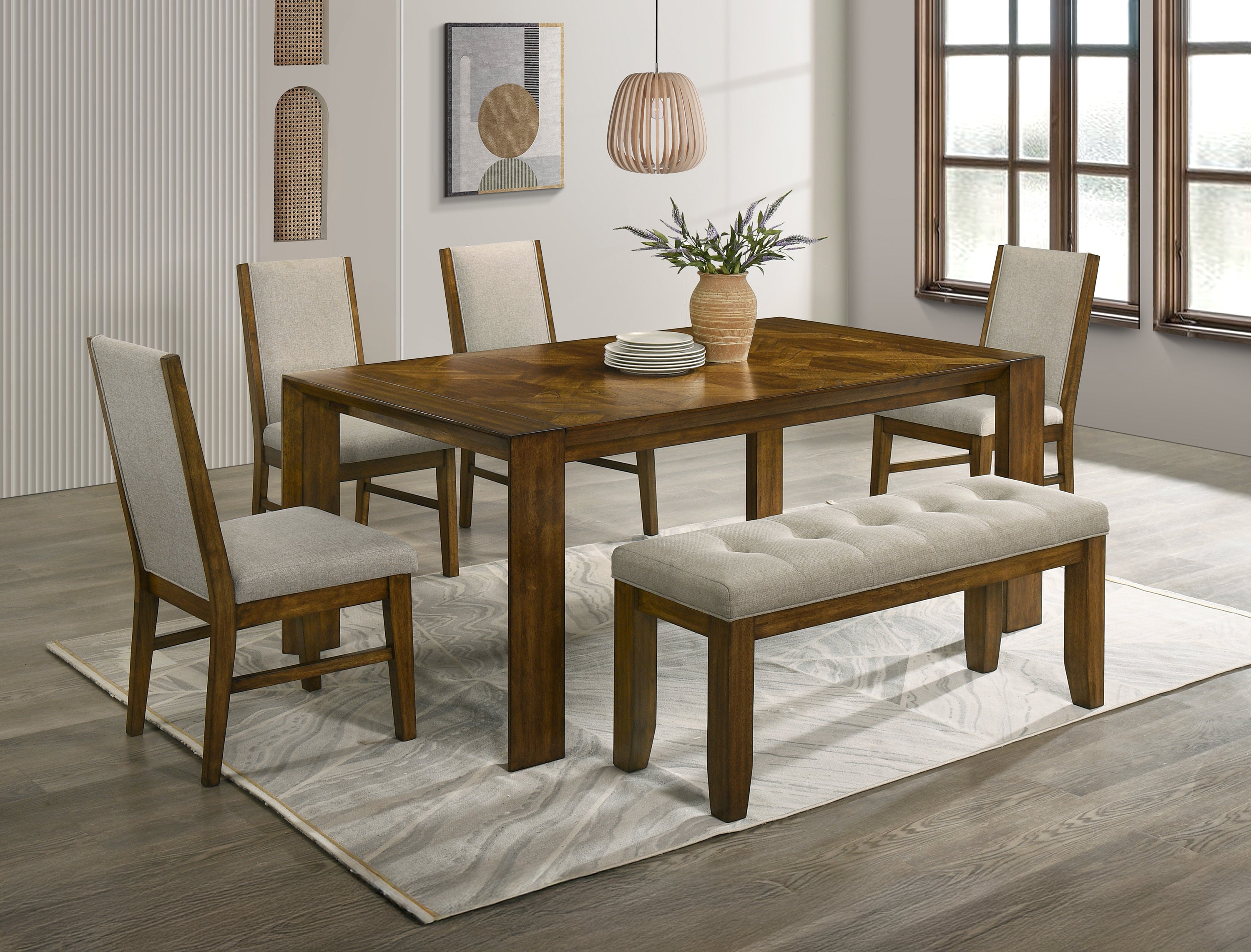 1pc Tailored Bench Tufted Upholstered Soft Neutral Fabric Luxurious Comfort Modern Wooden Dining Room Furniture - Grand Goldman Shop