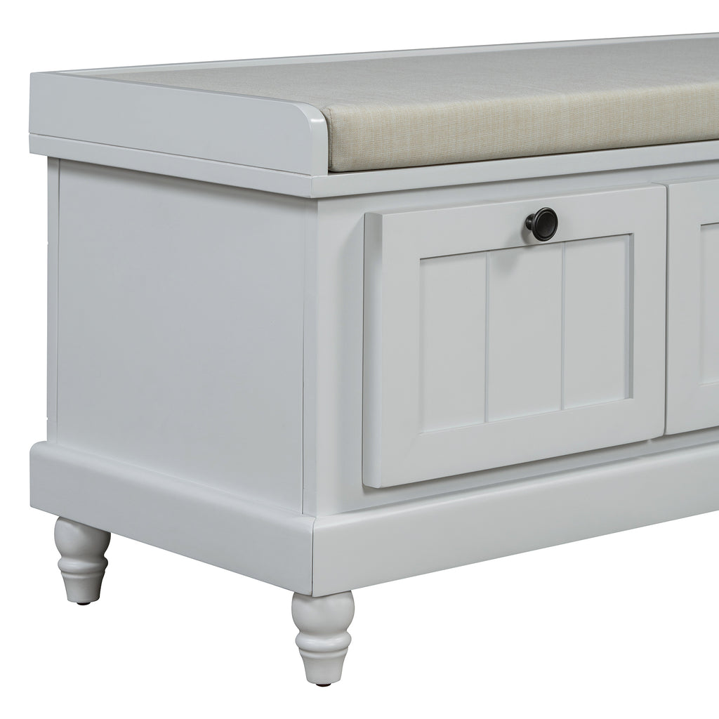 TREXM Classic Shoe Bench with Cushion and Three Drawers, Fluted Entryway Bench with Storage for Living Room, Entryway, and Hallways (Light Gray, OLD SKU: N715P207812E ) - Grand Goldman Shop
