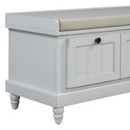 TREXM Classic Shoe Bench with Cushion and Three Drawers, Fluted Entryway Bench with Storage for Living Room, Entryway, and Hallways (Light Gray, OLD SKU: N715P207812E ) - Grand Goldman Shop