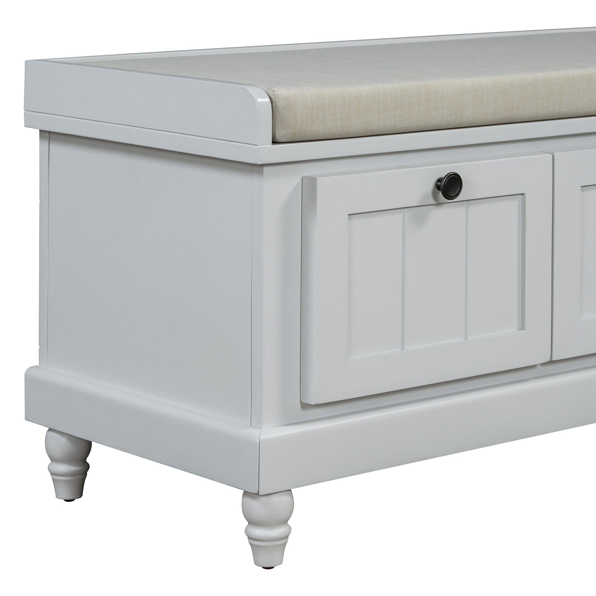 TREXM Classic Shoe Bench with Cushion and Three Drawers, Fluted Entryway Bench with Storage for Living Room, Entryway, and Hallways (Light Gray, OLD SKU: N715P207812E ) - Grand Goldman Shop