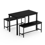 Dining Table Set, Bar Table with 2 Dining Benches, Kitchen Table Counter with Chairs, Industrial for Kitchen Breakfast Table, Living Room, Party Room, Black , 43.3″L x23.6″W x 29.9″H - Grand Goldman Shop