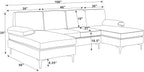 Polyester Blend Upholstered U-Shape Sectional with Metal Legs - Grand Goldman Shop