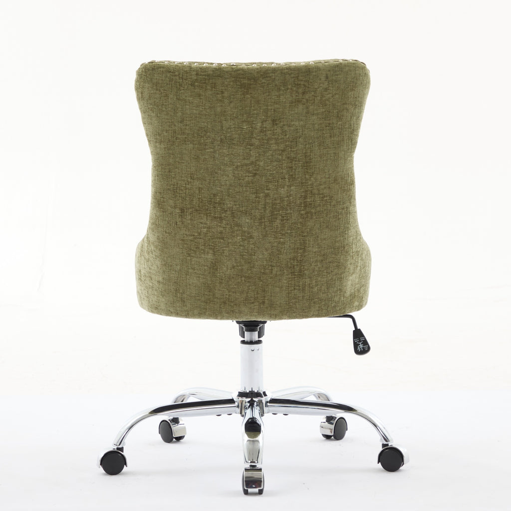 A&A Furniture Office Chair,Modern Chenille Upholstered Tufted Button Home Office Chair with Chrome Metal Base,Adjustable Desk