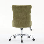 A&A Furniture Office Chair,Modern Chenille Upholstered Tufted Button Home Office Chair with Chrome Metal Base,Adjustable Desk
