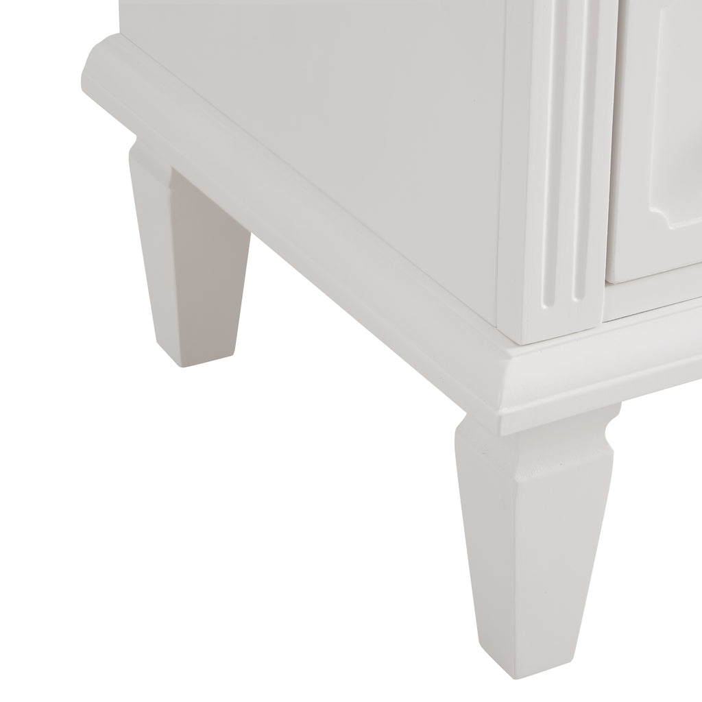 Open Space and 2 Drawers Dresser Nightstand with Charging Station, Farmhouse End Table with USB Ports and Outlets, Fluted Pilasters Design Side Table with Solid Wood Legs for Bedroom - Grand Goldman Shop