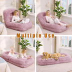 [NEW ARRIVED] [VIDEO PROVIDED] Human Dog Bed,Lazy Sofa,5-Position Adjustable Convertible,Floor Gaming Chair,bedroom, living room,Suitable for gaming, meditation,relaxation,Plush Fabric,Pink - Grand Goldman Shop