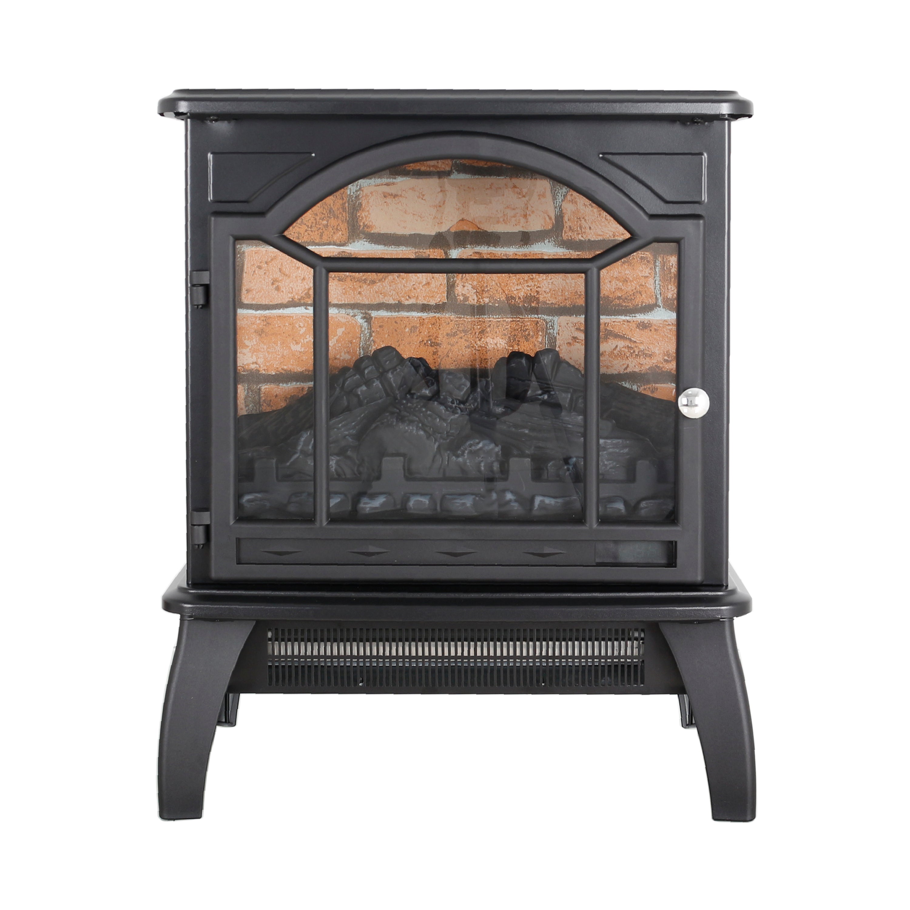 Antique Black 3D Flame Electric Infrared Quartz Fireplace Stove with Remote Control, Tempered Glass and Sheet Metal, 18 Inch - Grand Goldman Shop