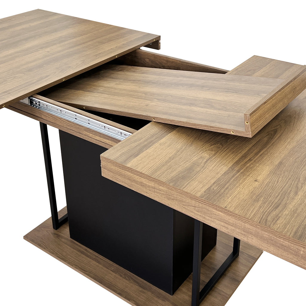 Rectangle extendable dining table for 6-10 people aged effect wood and black 160-200 cm - Grand Goldman Shop