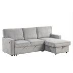 U_STYLE Upholstery Sleeper Sectional Sofa with Storage Space, USB port, 2 cup holders on Back Cushions(same sku; WY000335AAE) - Grand Goldman Shop