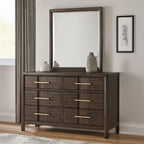 KENZO Modern King 5-Piece Storage Bedroom Set in Walnut Finish with LED Headboard, Bluetooth Speakers, USB Ports, Dresser, Mirror, Nightstand and Chest - Grand Goldman Shop