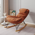 Leisure sofa single rocking chair, light luxury sofa chair, balcony leisure area single chair, comfortable and breathable characteristic chair, detachable and washable seat cushion (Color: Brown) - Grand Goldman Shop