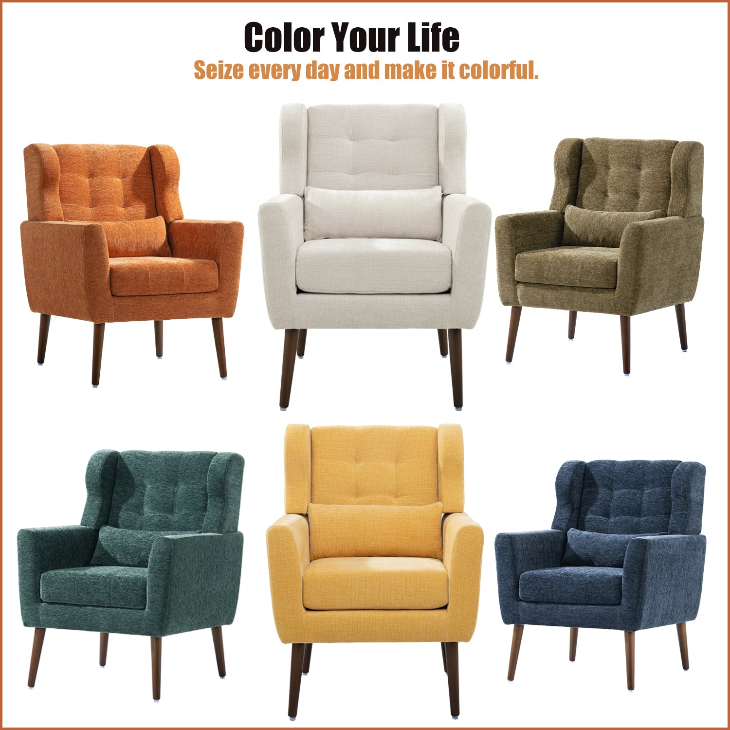 Modern Accent Chair Upholstered Foam Filled Living Room Chairs Comfy Reading Chair Mid Century Modern Chair with Chenille Fabric Lounge Arm Chairs Armchair for Living Room Bedroom (Beige) - Grand Goldman Shop