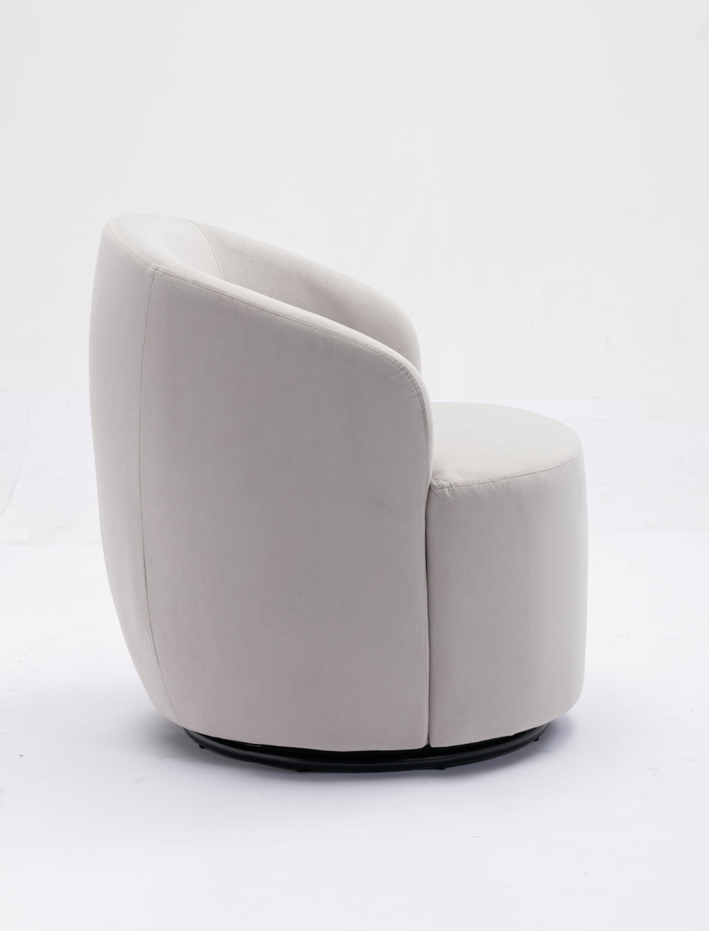 Velvet Fabric Swivel Accent Armchair Barrel Chair With Black Powder Coating Metal Ring,Gray - Grand Goldman Shop