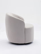 Velvet Fabric Swivel Accent Armchair Barrel Chair With Black Powder Coating Metal Ring,Gray - Grand Goldman Shop