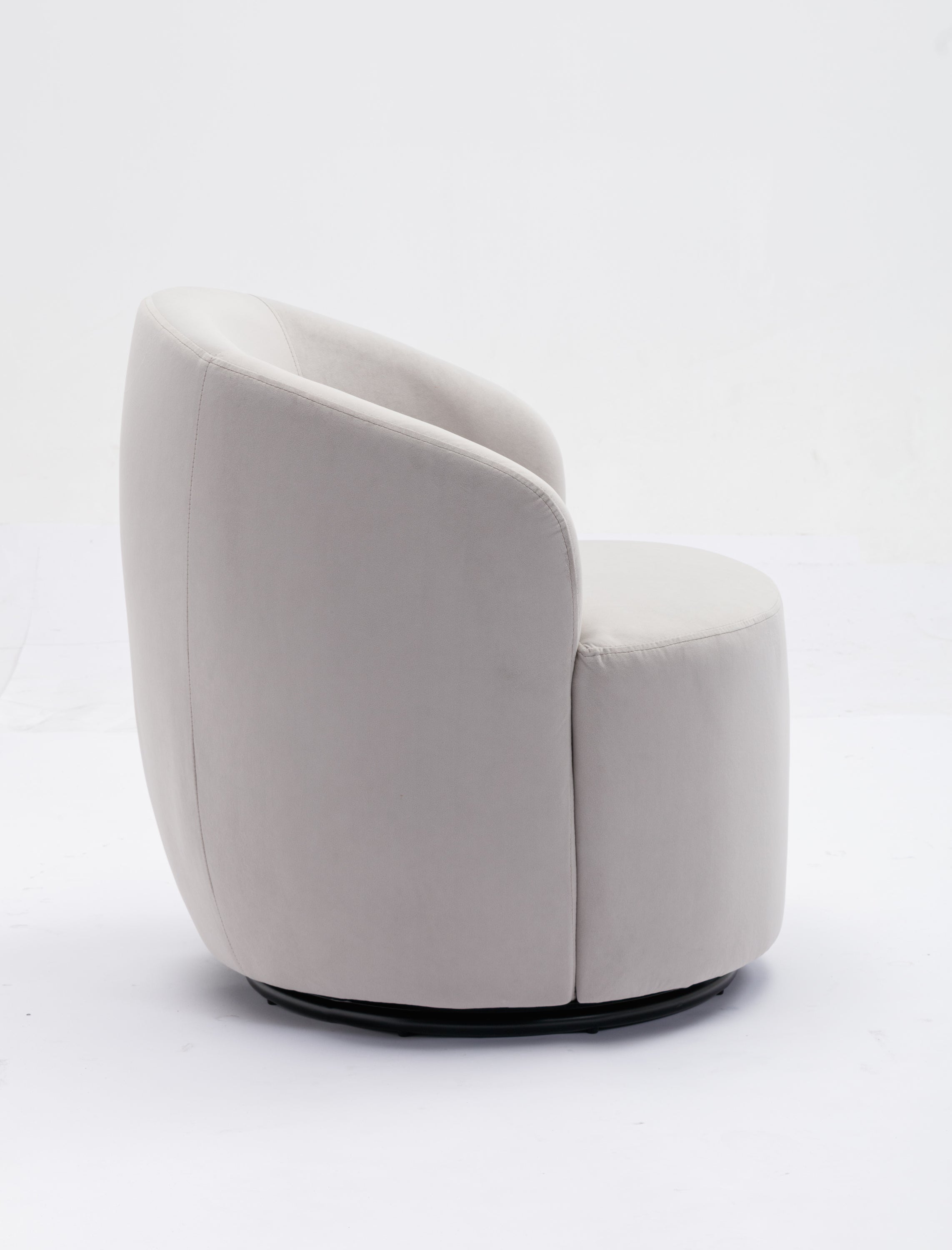 Velvet Fabric Swivel Accent Armchair Barrel Chair With Black Powder Coating Metal Ring,Gray - Grand Goldman Shop