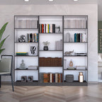 Bartow 3 Piece Home Bookcase set, 74' Wide with 14 Shelves ,  Living Room Set Set Matt Gray - White - Grand Goldman