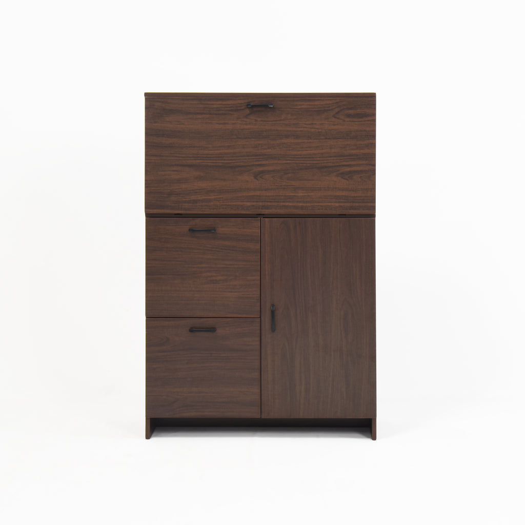 Desk Cabinet, with Storage Drawer & Shelves, Fold-up Desktop, Ideal for Home, Office, Kitchen storage organizer, Dormitory, Small Spaces W31.49'xD13.78'xH47.2' - Grand Goldman Shop