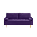 65-inch minimalist velvet sofa with metallic-coloured legs, complete with cushions, suitable for the living room or bedroom. - Grand Goldman Shop