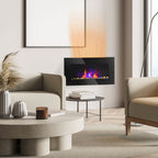 28.5' 1500W Electric Wall-Mounted Fireplace with Flame Effect, 7 Color Background Light, Black - Grand Goldman Shop